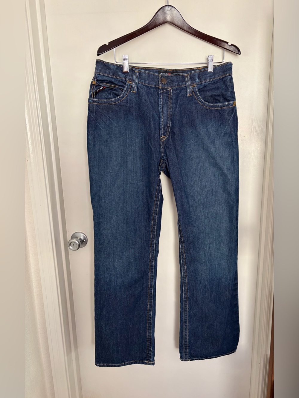 Ariat NWOT Work M4 CAT 2 Low Rise M4 Boot FR blue denim jeans Mens 34X32 New!